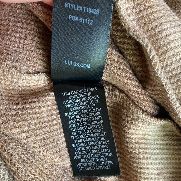 Lulu's Cool Touch Brown Tie-Dye Long Sleeve Thermal Top Medium - Picture 9 of 9